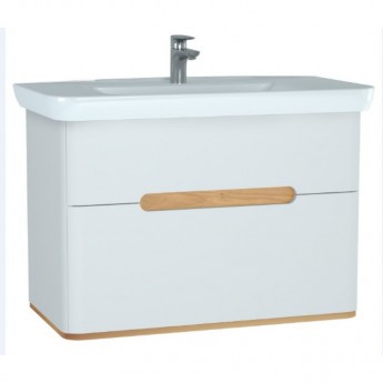 Тумба с раковиной VITRA SENTO 100 см с Led подсветкой подвесная/напольная, белая матовая